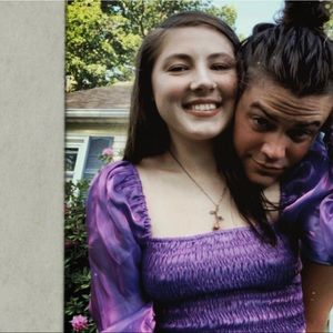 ASOS purple-iridescent long sleeve crop